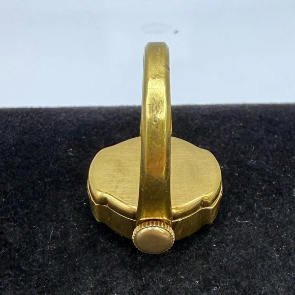 Vintage Bucherer Swiss Finger Watch Ring Plaque G20 Gold Plated Size 6.5